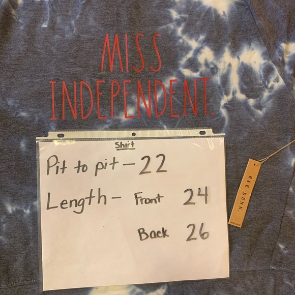 Rae Dunn NWT sweatshirt large Miss Independent Tie Dye navy & white lightweight - Picture 5 of 8